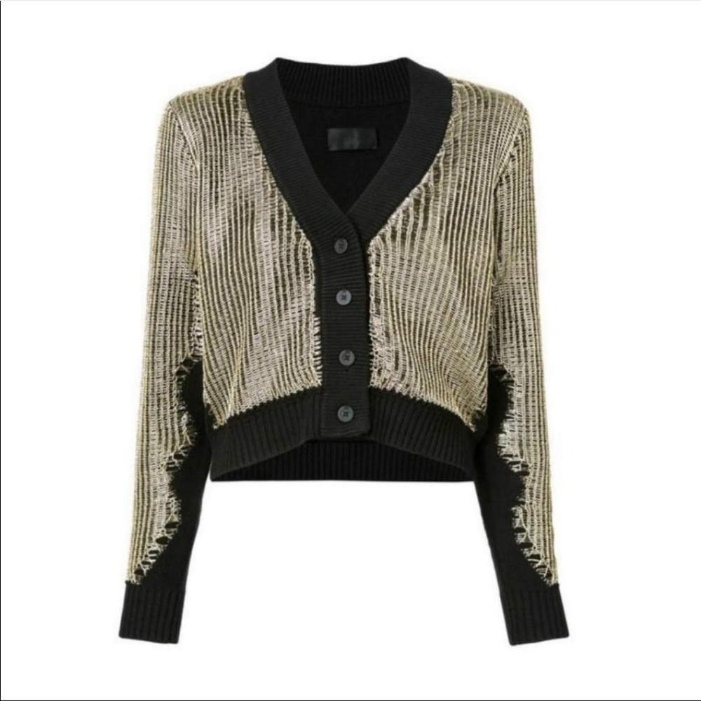 Gold RTA Cardigan as seen on Sammi Jefcoate